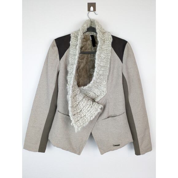 Desigual Jacket Wool Chunky Knit Faux Fur Art to Wear Boho Fall Winter Size 8 - Picture 4 of 16